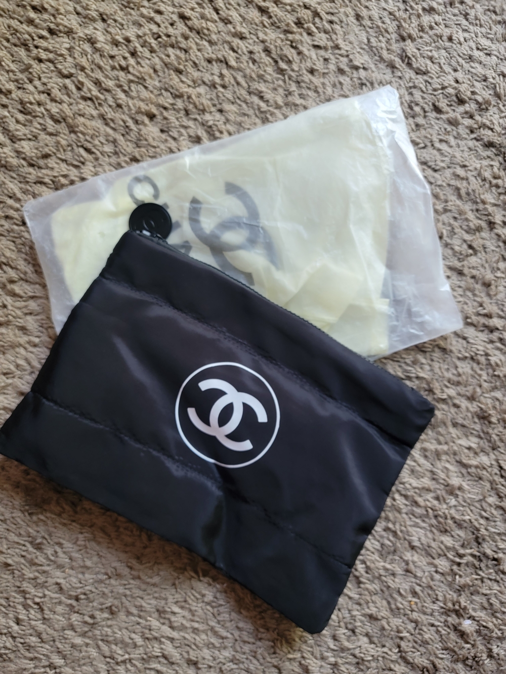 CHANEL Beauty Pouch with White CC Emblem